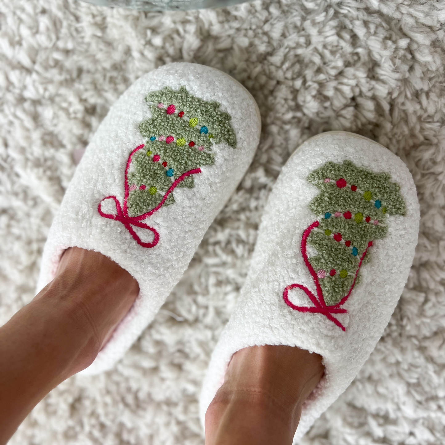 Christmas Bow Slippers