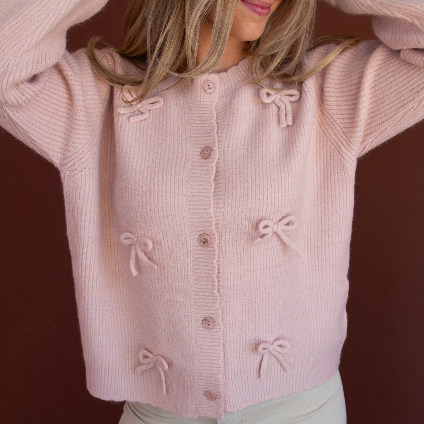 Sweet Pink Bow Cardigan: ONE LEFT
