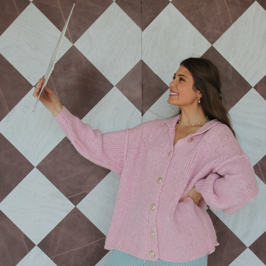 Cotton Candy Pink Button Up Sweater