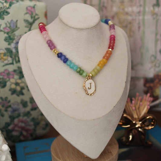 Colorful Necklace + Initial Charm