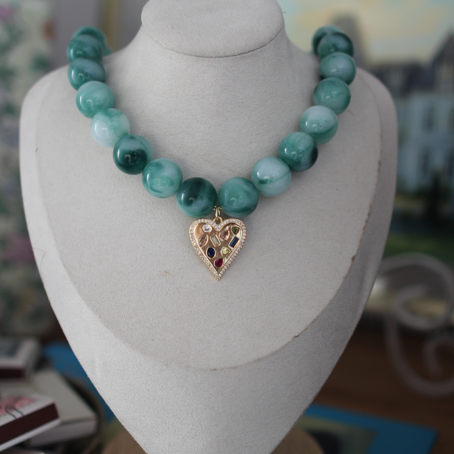 Green Enchanted Heart Necklace