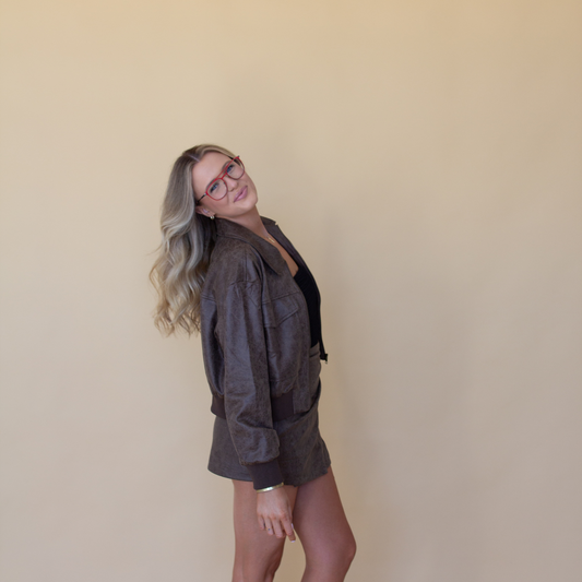 You're Hot SET: Pleated Skort and Bomber Jacket